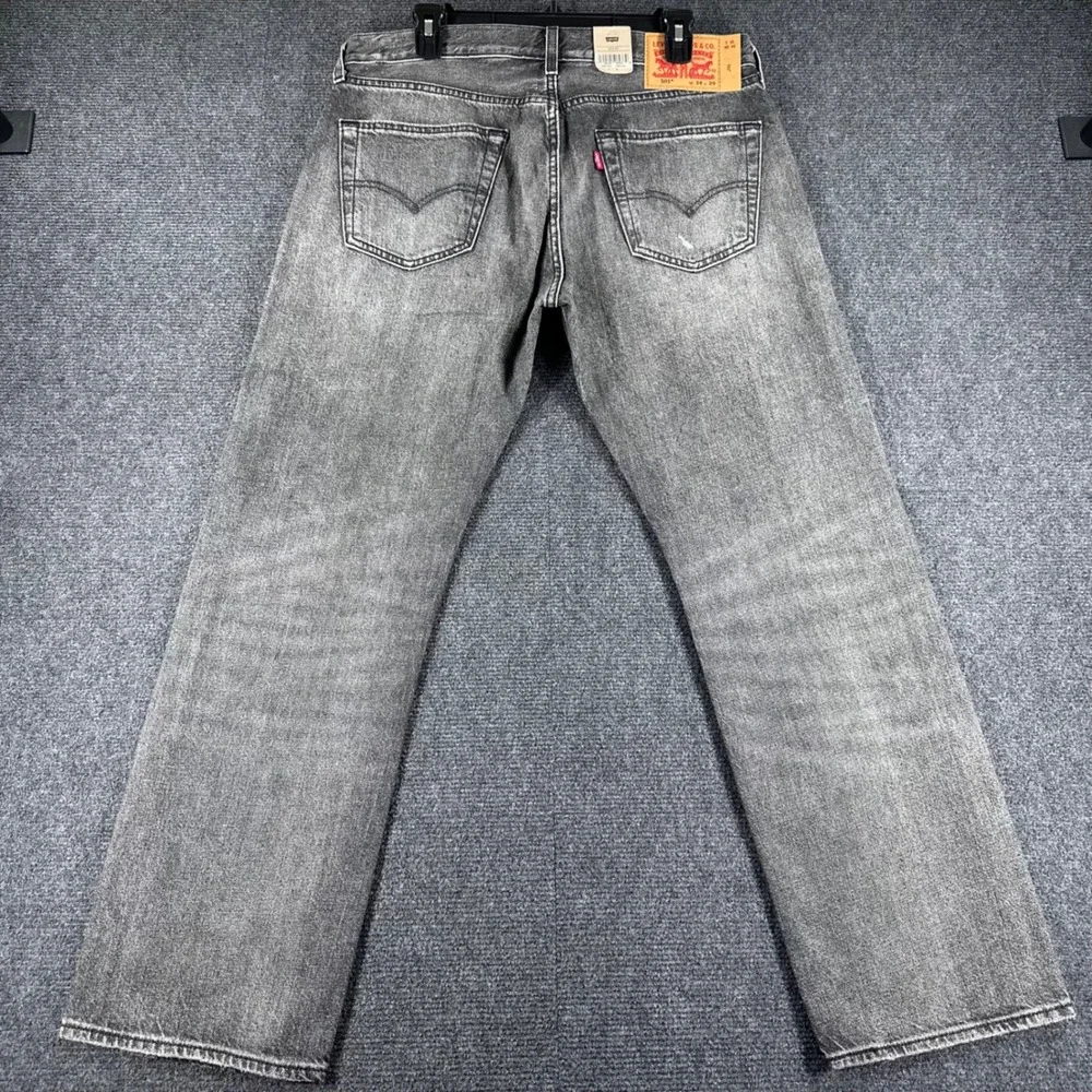 Levi's 501 Original Jeans Mens 34x29 Gray Washed Distressed Straight Leg NWT
